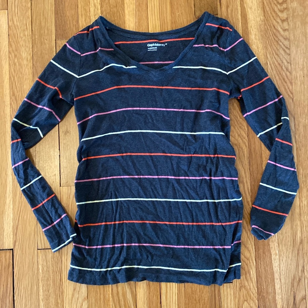 Gap Maternity long-sleeved, striped v-neck, M